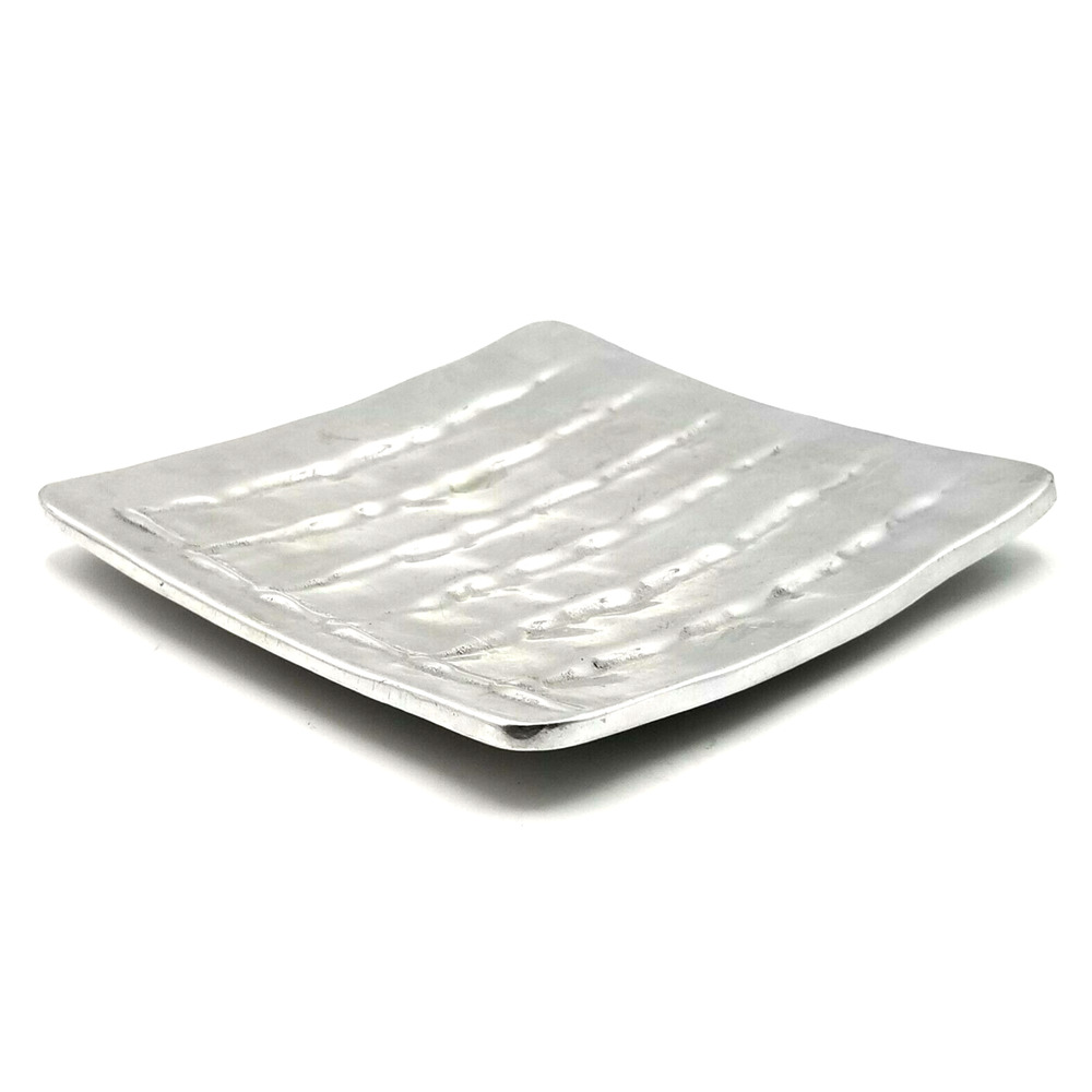 MetalArt Silver Tone Footed Tray Trivet 7x7" Made In Mexico